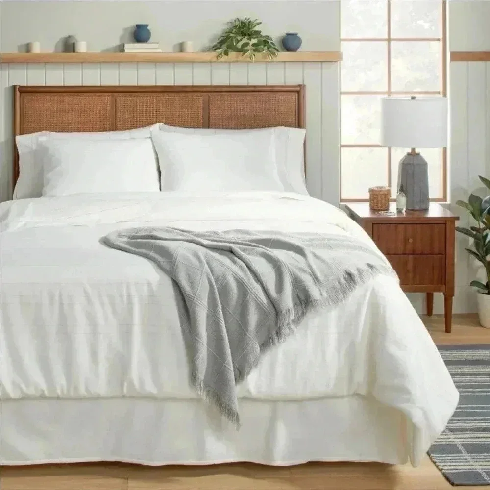 NWOT Textured Grid Lines Dobby Throw Blanket Light Gray -‎ Hearth & Hand …
